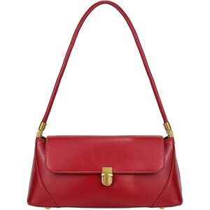 Vintage Small Red Shoulder Bag for Women Zipper Closure and Classic Design